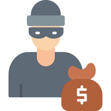 Maskeli ve çantalı bir hırsız vektör çizimi