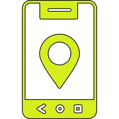 Akıllı telefon simgesiyle harita konumu. GPS navigasyon sembolü. Vektör çizimi. 10 saniye.