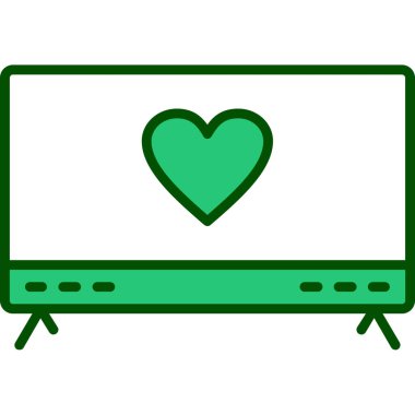 Kalp TV vektör illüstrasyonu, düz simge