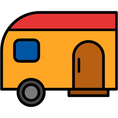 Sarı minibüs ikonunun vektör karikatür çizimi. beyaz arkaplanda izole.