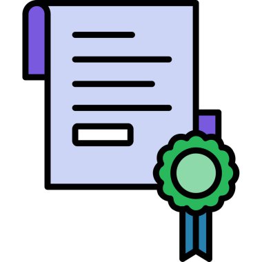 Sertifika simgesi vektörü. Taslak sertifikası. düz çizgi sembolü.