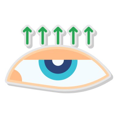 Ok ikonlu göz. Web için ok simgeleriyle gözün çizgi film çizimi