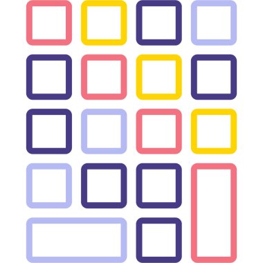 Renkli karelerin vektör kümesi.