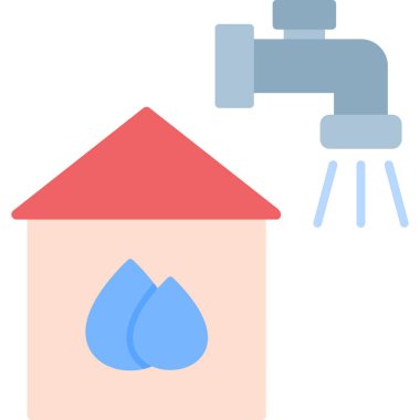 ev suyu musluk simgesi düz stil