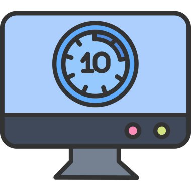 saat vektör illüstrasyon tasarımlı bilgisayar ekranı