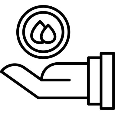 El ele tutuşan su damlası simgesi, taslak biçimi