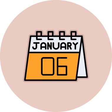 16 Ocak 'ta. 6 aylık takvim, takvim, planlama takviminde simge. Zaman yönetimi. Ayın takvimi. tatil