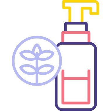 Beyaz arka planda yapraklı bir şişe, illüstrasyon, vektör..