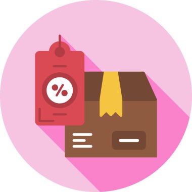 Düz stil kutu indirimi simgesi