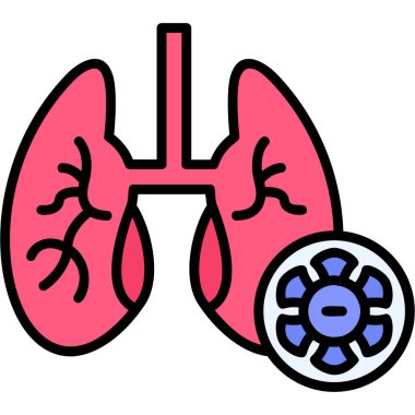 akciğer simgesi ve vektör illüstrasyonu beyaz arkaplanda izole edildi