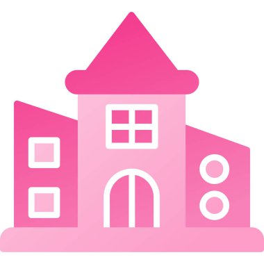 Bina simgesi ve vektör illüstrasyonu beyaz arkaplanda izole edildi