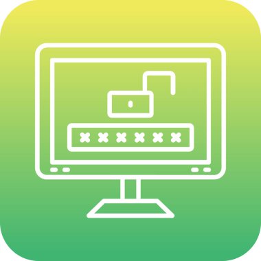 bilgisayar parola simgesi, ana hatlı vektör çizimi