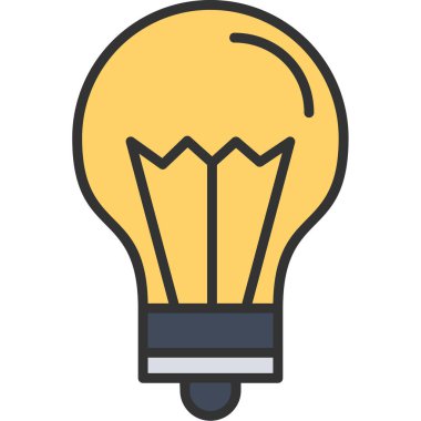 yaratıcı ampul vektör çizgisi simgesi, yaratıcı ve fikir simgesi,