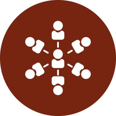 İnsanlar grup vektör simgesi. biçim düz sembol, kahverengi renk, yuvarlak açılar, beyaz arkaplan