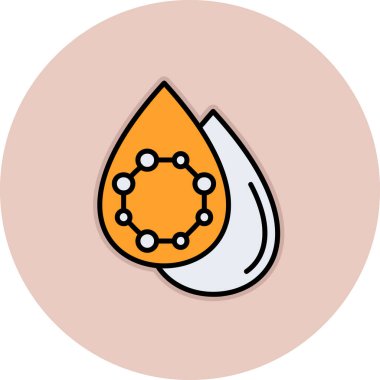 Çemberin içinde bir damla kan. düz biçim vektör illüstrasyonu.