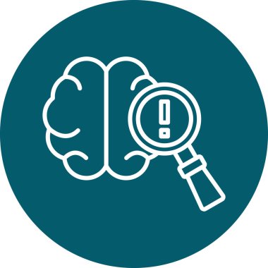 Beyin simgesi ve vektör illüstrasyonlu büyüteç