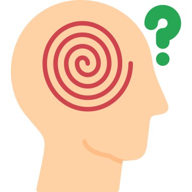 İnsan beyni ve soru işareti. vektör illüstrasyonu.