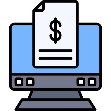 Bilgisayar dizüstü bilgisayarı para simgesi ana hat biçiminde