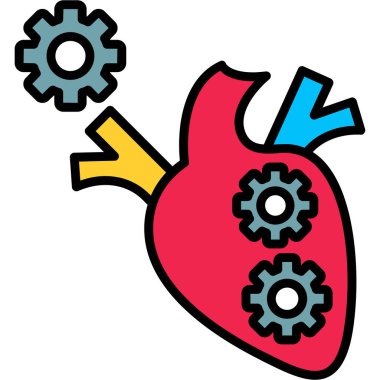 Kalp dişlisi ikonu. Web için kalp dişli vektör simgelerinin basit çizimi