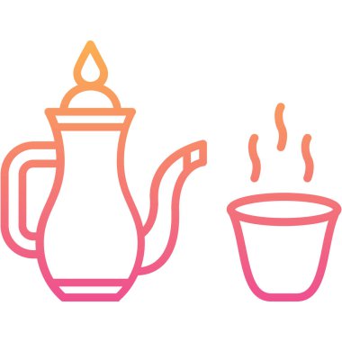 Çay demliği simgesi, ince çizgi biçimi, vektör illüstrasyonu