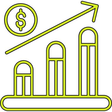 Dolarlık büyüme grafiği simgesi - taslak biçimi