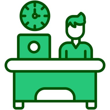 ofis çalışanı simgesi renk ana hatları vektörü