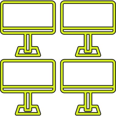 farklı renk simgelerine sahip bilgisayar monitörleri