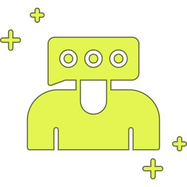 Beyaz arkaplanda yeşil robot simgesi izole edildi. Yapay zeka konsepti. Makine, bulut hesaplama. vektör illüstrasyonu