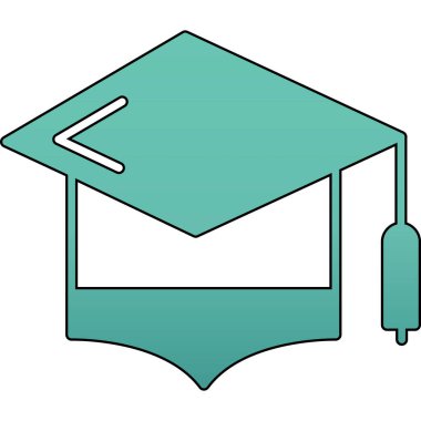 Diploma ikonuyla mezuniyet töreni. Mezuniyet şapkasının web için mezuniyet vektör simgeleriyle basit bir illüstrasyonu