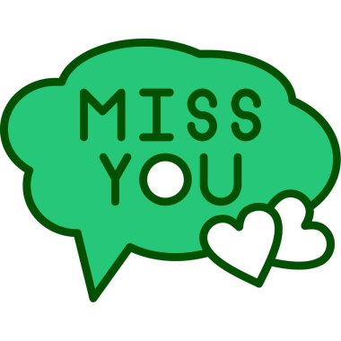 Mesajını özledim. el çizimi konuşma balonu.