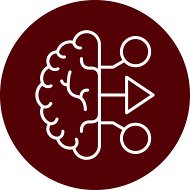 Beyin vektör simgesi. biçim düz yuvarlak simge sembolü, renk ve yuvarlak açılar, beyaz arkaplan.