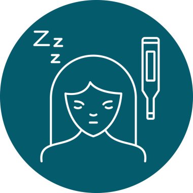 Termometresi ve kahvesi olan bir kadın.