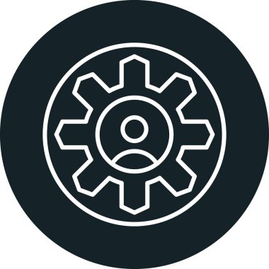 dişli simgesi. Vektör stili düz ikonik sembol, gri renk, yuvarlak açılar. beyaz arkaplan.