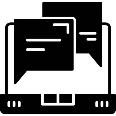 konuşma kabarcığı çizimi olan bilgisayar ekranı