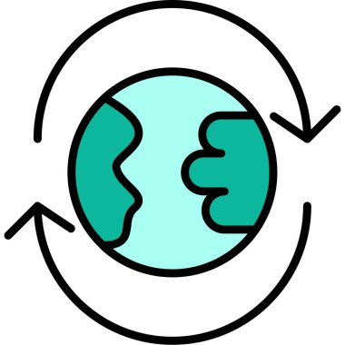 dünya ikonu vektör ana hatları çizimi