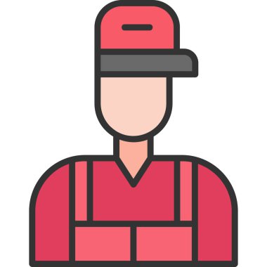 İşçi. Web simgesi basit illüstrasyon