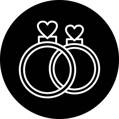 Kalp ikonlu alyanslar, basit stil.