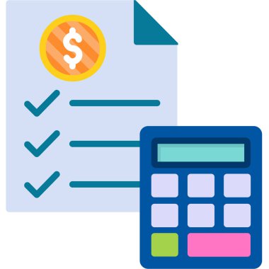 hesap makinesi ve sikke simgesi, vektör illüstrasyon tasarımı