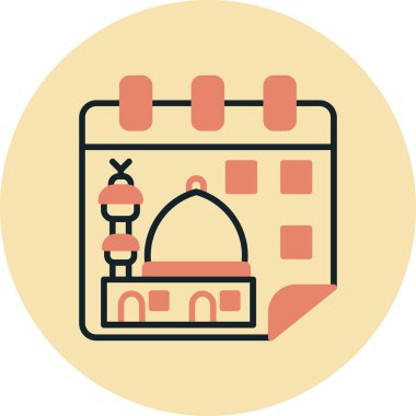 Ramazan kareem renkli simge, vektör illüstrasyonu