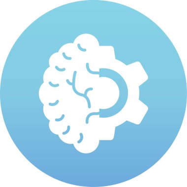 Yumuşak mavi arkaplanda izole edilmiş düz moda beyin simgesi