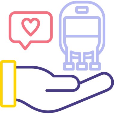 Kalp ikonlu bir cep telefonunu tutan el.