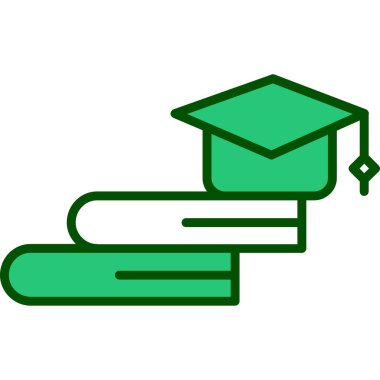 Diploma mezuniyet ikonu. Mezuniyet diploması vektör simgesi rengi düz izole