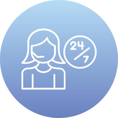 24 saat kadın simgesi, vektör illüstrasyonu