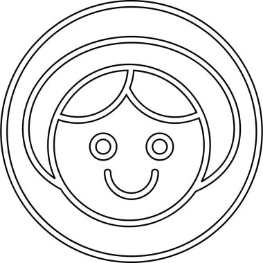 Gülümseme ikonuyla kadın yüzü, taslak tarzı