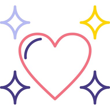 kalp ve yıldızlar, vektör tasarımı