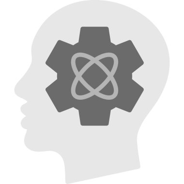 Beyin ve dişli simgesi, vektör tasarımı