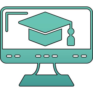 çevrimiçi eğitim, web simgesi basit illüstrasyon