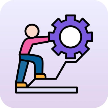 İşçi testere vektör simgesi tasarımı ile tekerleği kaldırıyor