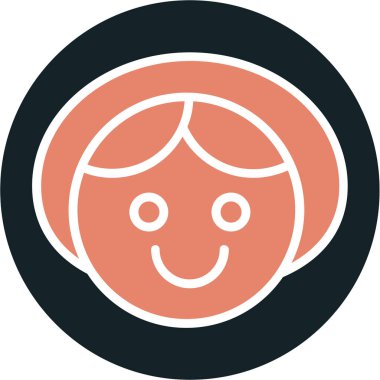 Moda tarzında mutlu kız yüzü simgesi