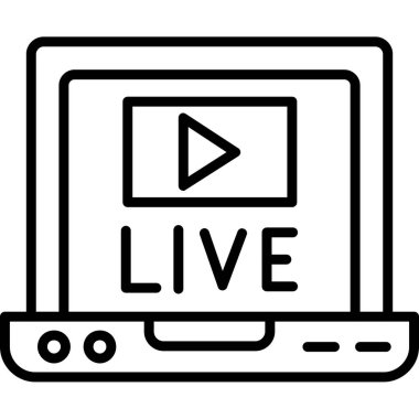 Canlı yayın simgesi. Beyaz arkaplanda izole edilmiş web tasarımı için canlı yayın vektör simgesi